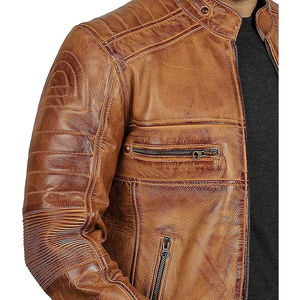 Venta caliente 2025 producto mejor invierno de los hombres Slim Fit chaquetas de cuero personalizado hombres cremallera chaqueta de cuero fabricante OEM - Product Image 5