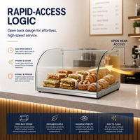 Vitrine de comptoir de boulangerie avec couvercle en verre incurvé, présentoir à gâteaux et desserts, cadre en métal thermolaqué, stand de vente au détail