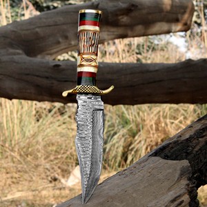 มีดล่าสัตว์ทำด้วยมือด้ามไม้แกะสลักตกแต่งใบมีดแบบคงที่สำหรับตั้งแคมป์กลางแจ้ง - Product Image 5