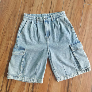 Pantalones Cortos Vaqueros de Mezclilla Gruesos de Estilo Urbano para Hombre, Personalizados, con Pedrería, Cristales, Botones Vintage, 100% Poliéster, Servicio OEM - Product Image 1