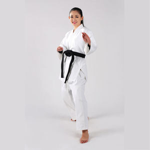 Cinturón negro de Karate Gi blanco ligero para mujer, ajuste cómodo duradero para entrenar artes marciales negras de Karate Gi blanco para mujer - Product Image 1