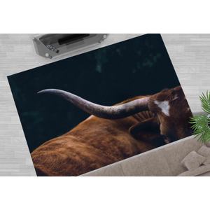 Tapis à imprimé animal Longhorn : tapis antidérapant, tapis doux non tissé - Product Image 1