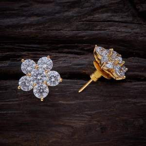Zircon <b>Earring</b> 126311 Gold-Plated Brass Copper Stud Geometric Flower Tassel Designs for Wedding Religious Featuring <b>Opal</b> Diamond - Product Image 2