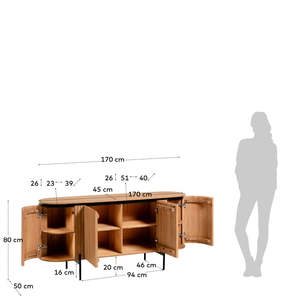 Aparador grande de madera de acacia maciza Lucia - Product Image 4
