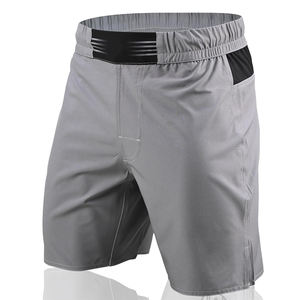 Nouveaux shorts MMA élégants 100% polyester, extensibles, respirants, séchage rapide, avec ceinture élastique, longueur genou, couleur grise pour hommes - Product Image 2