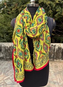 Indian georgette Embroidery Phulkari Dupatta Floral Neck <b>Wrap</b> - Product Image 4