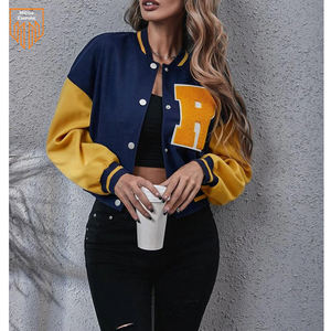 Nouvelle arrivée veste universitaire courte à épaules tombantes pour femmes veste Letterman personnalisée de haute qualité MEGA respirant imprimé - Product Image 4