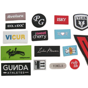 Patch en caoutchouc PVC personnalisé avec logo floral, écologique, à coudre, vente en gros, ovale, rectangulaire, 3D en relief, gris, noir, blanc, rouge, vert - Product Image 6