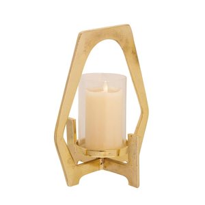 Vela de vidrio y metal de aluminio fundido con acabado dorado-Hurricane - Product Image 4