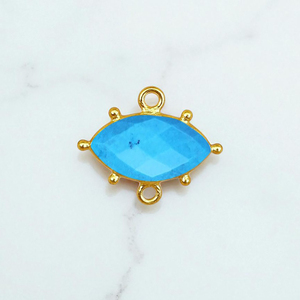 Marquise Blue Turquoise Gemstone Bisel Charm Connector- DIY Fashion Charms Making Jewelry - 925 Silver Connector - Product Image 1