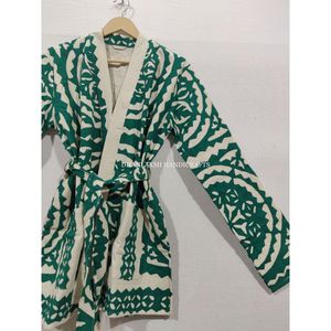 Veste d'hiver en coton pour femmes, Kantha, tissé à la main, coupe ethnique, fait à la main, travail, vente en gros, manteau court et Maxi, 2020 - Product Image 4
