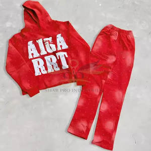 Survêtements de broderie de détresse de pull de haute qualité survêtements de broderie de détresse solides décontractés de grande taille - Product Image 1