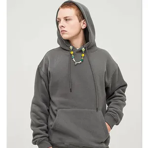 Sudaderas con capucha de gran tamaño para hombre de ajuste Regular de peso pesado de alta calidad, ropa de calle de mezcla de algodón personalizable de otoño - Product Image 3