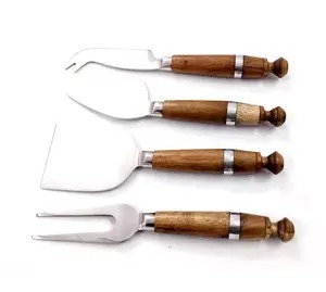 Ensemble unique de couteaux à fromage en acier inoxydable avec manche en bois doré Ensemble de service à fromage de qualité supérieure - Product Image 2