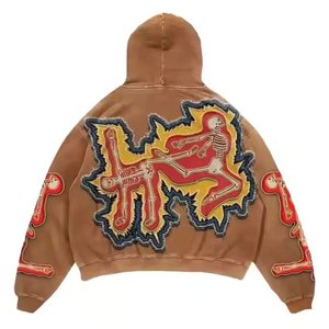 Para fabricantes de ropa de hombre Sudadera con capucha desgastada lavada con ácido personalizada de gran tamaño Boxy Fit recortada con capucha Streetwear Sudaderas con capucha de invierno - Product Image 6