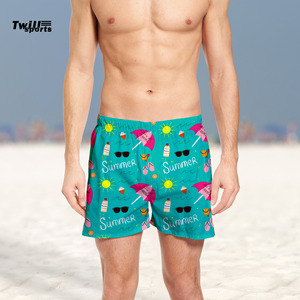 Short de bain pour hommes d'été de haute qualité coupe ample écologique séchage rapide respirant cordon Logo personnalisé imprimé vêtements de plage - Product Image 2