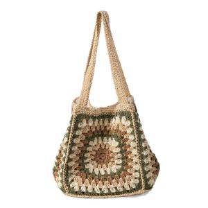 Bolso Tote de Ganchillo, Nuevo, Moderno, Geométrico, de un Solo Hombro, Tejido en Algodón, Hecho a Mano, de Gran Capacidad, para Vacaciones en la Playa - Product Image 5