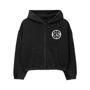 Premium quality <b>zipper</b> <b>hoodie</b> 450 GSM brushed fleece material soft inner lining jet <b>black</b> color custom logo design basics <b>hoodie</b> - Product Image 1
