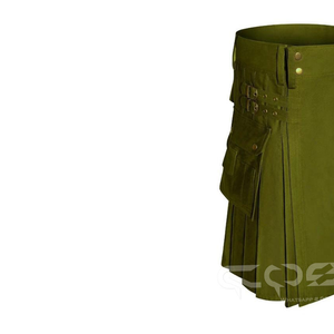 COSH KILTS Kilt utilitaire vert olive personnalisé Matériau durable avec poches renforcées - Product Image 2