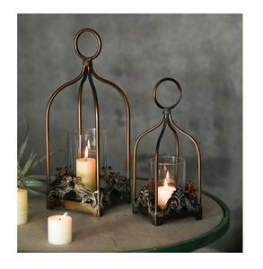 Lanternes décoratives en métal et en verre les plus vendues avec bordures finies bleues et verre pour la décoration intérieure et extérieure - Product Image 6