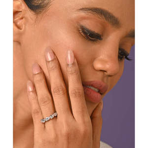 NOVAMART Fine 925 Sterling <b>Silver</b> Pear Cut Eternity Finger <b>Ring</b> <b>Adjustable</b> Band with Rhodium Plated Diamond Fine Jewelry Wholesa - Product Image 4