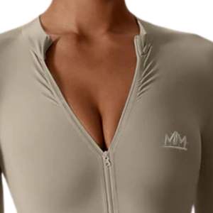 Women Zip Front One Piece Romper Stretch Fit Bodycon Short Sleeve Athletic Casual Streetwear Outfit - Product Image 5