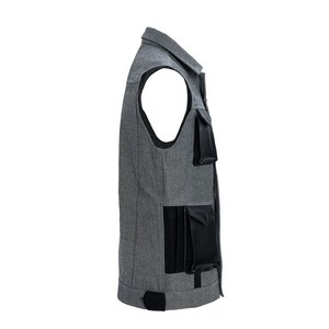 เสื้อกั๊กผู้ชายสไตล์ลำลองแบบกระดุมแถวเดียว สีน้ำเงินล้วน ทรงเข้ารูป มีกระเป๋าข้างผ่า  ผ้าเดนิม สำหรับฤดูใบไม้ร่วงและฤดูหนาว - Product Image 4