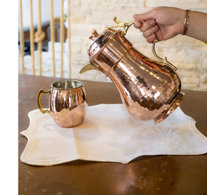 Hot Selling Pure Handmade Hammered Copper <b>Water</b> Pitcher Jug <b>Carafe</b> Dispenser With Glass Tumblers Direct Wholesale - Product Image 1