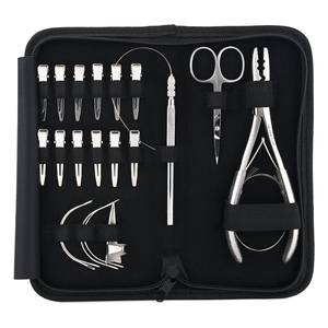 Best Seller Hair Extension Kit 2 Holes <b>Pliers</b> Loop Tool Alligator Sectioning Clips Stainless Steel loop Microbeads Crimping <b>Set</b> - Product Image 1
