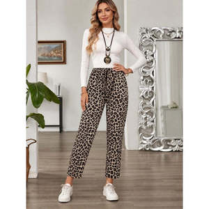 Pantalones Modales con Estampado de Leopardo y Cordones en la Cintura Alta para Mujer, 38404 - Leopardo - Product Image 2