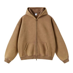 Sweat à capuche en coton épais et épais surdimensionné avec logo personnalisé de qualité supérieure OEM ODM 500 Gsm 600 Gsm Puff Print recadrée Boxy lavage à l'acide - Product Image 3