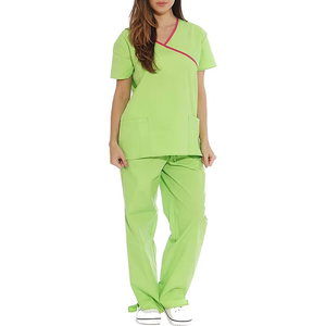 Uniforme Médico de Alta Calidad para Enfermeras, Elegante y Moderno, Ligero y Transpirable, Cuello en V, Tejido de Punto, 100% Algodón - Product Image 1