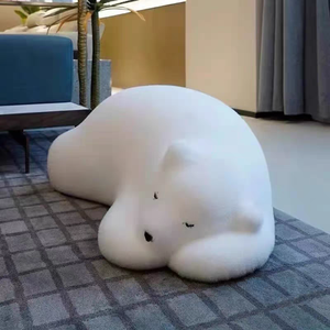 Sillón Moderno en Forma de Perro Blanco, Mueble Contemporáneo para Sala de Estar, Dormitorio, Apartamento, Comedor, con Patas de Madera - Product Image 1