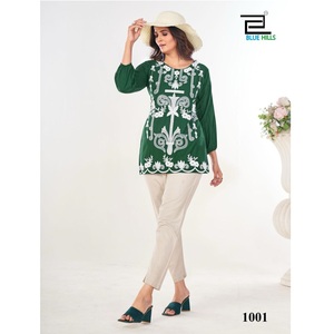 Femmes entièrement cousu lourd 14Kg rayonne hauts décontracté longueur régulière tricoté tissu broderie travail confort Style indien pakistanais - Product Image 1