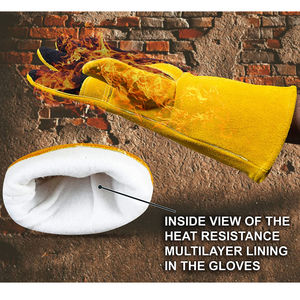 Gants de protection de pompier de qualité supérieure Gants ignifuges structurels en cuir à prix élevé pour le travail - Product Image 4