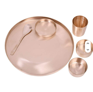 Événement et cadeau de mariage indien vaisselle ayurvédique ensemble d'assiettes en bronze traditionnel Kansa Thali pour la maison et les restaurants - Product Image 6