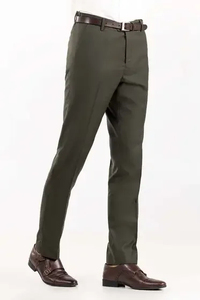 Pantalones de Vestir de Invierno para Hombre, Color Rojo, Corte Recto, Estilo Casual, Hechos a Medida, 100% Algodón, Cierre de Cremallera, Venta al Por Mayor - Product Image 3