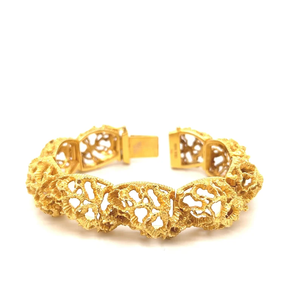 Vintage 14K chapado en oro amarillo diamante boda moda pulsera única aleación brazalete joyería para mujer - Product Image 4