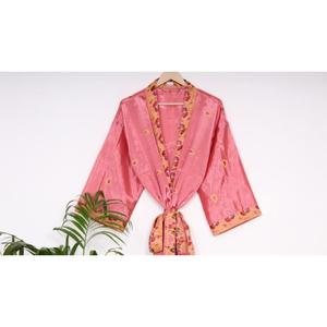 ชุดคลุมกิโมโนผ้าไหมพิมพ์ลายดอกไม้ฤดูร้อนใหม่ ระบายอากาศ แห้งเร็ว ชุดคลุมสำหรับผู้หญิง ชุดนอน ชุดเดรสยาว ชุดเซ็กซี่ - Product Image 6