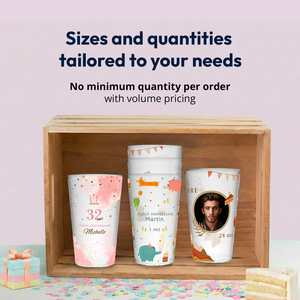Gobelet personnalisé pour fête d'anniversaire |   Mug personnalisé avec photo |   Plastique écologique sans BPA |   Compatible micro-ondes |   Pas de quantité minimale |   Fabriqué - Product Image 3