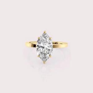 IGI Certified Marquise Shape Lab Created Diamond Engagement / Wedding <b>Ring</b> 9K Rose / Yellow & White Gold Classic Solitaire <b>Ring</b> - Product Image 6