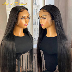 Indische 40 Zoll lange Knochen gerade menschliches Haar Großhandel 100% natürliche schwarze Nagel haut ausgerichtet menschliches Haar HD Lace Front Perücken - Product Image 3