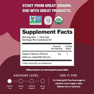 Fleurs d'hibiscus biologiques FGO, coupées et tamisées, thé en vrac, sachet refermable de 8 oz - Product Image 4