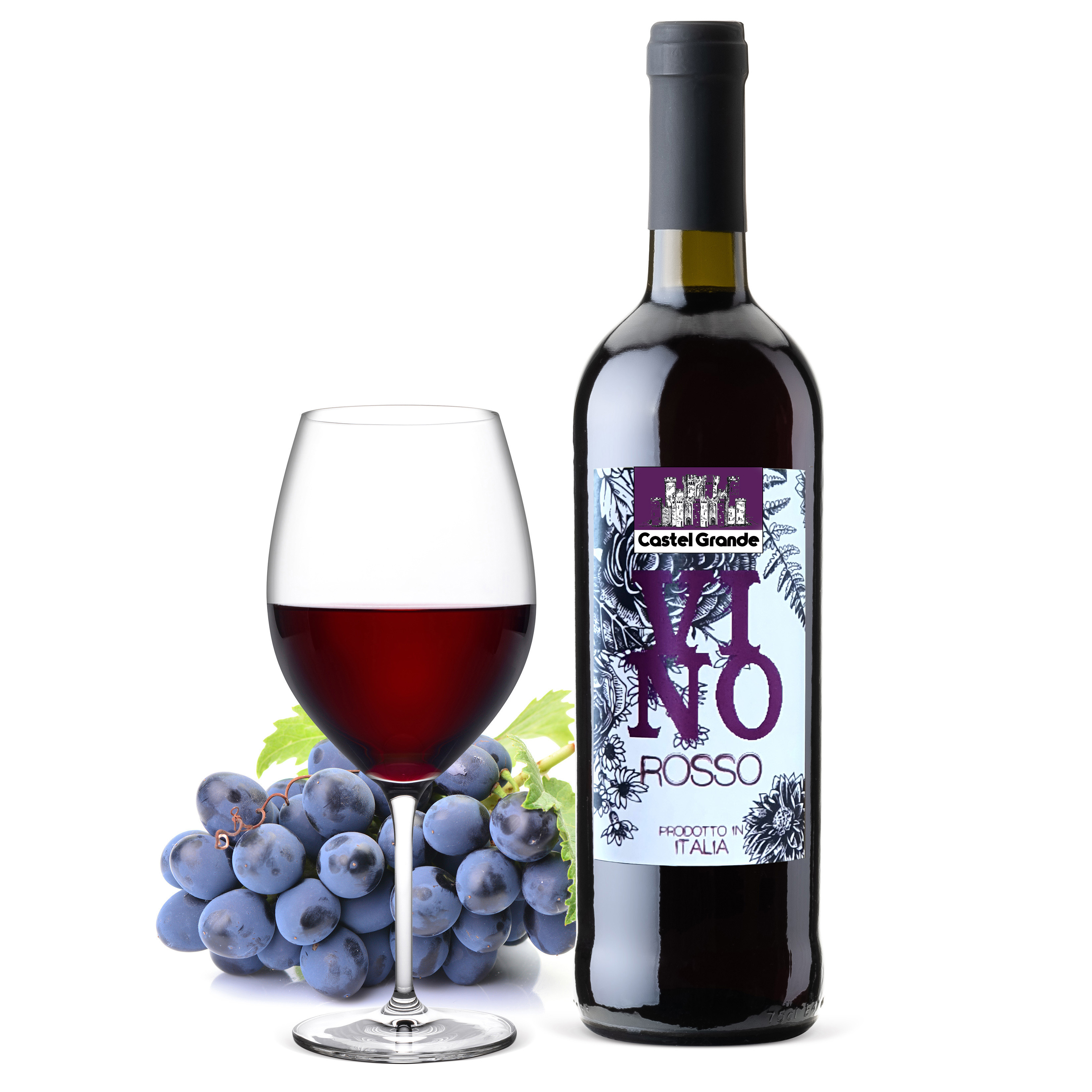 Italian red wine Vino Rosso 750 ml made in Italy table wine dry wine merlot cabernet glass bottle