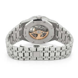 Luxury Bling Flooded Iced Out Moissanite Stainless Steel Quartz Movement Fashion <b>Watch</b> - Product Image 3