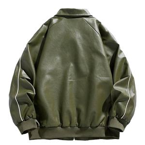 Veste en cuir enduite pour homme, nouvelle mode, col montant, en cuir de vache, à capuche, coupe-vent, pour l'automne 2026 - Product Image 2