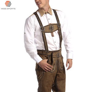 Lederhosen autrichiens allemands en tissu peigné respirant à séchage rapide, avec cordon de serrage, longueur genou, aspect vintage, shorts en cuir pour hommes - Product Image 5