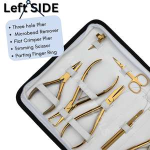 Professional Hair Extension Applicator Set Flat Crimper <b>Tape</b> Pressing Plier Bead Opener Closer Scissors <b>Loop</b> <b>Hook</b> Parting Ring - Product Image 3