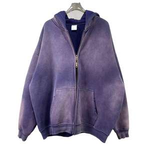 Sudadera con Capucha de Algodón 100%, Estilo Desgastado, con Hombros Caídos, Lisa, de Lujo, con Lavado Ácido Personalizado para Hombre - Product Image 1