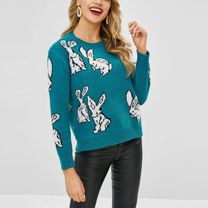 Pull tricoté décontracté de haute qualité pour femmes nouveau modèle col rond à manches longues respirant hiver coupe ample Logo avant - Product Image 4